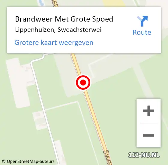 Locatie op kaart van de 112 melding: Brandweer Met Grote Spoed Naar Lippenhuizen, Sweachsterwei op 21 januari 2014 11:23