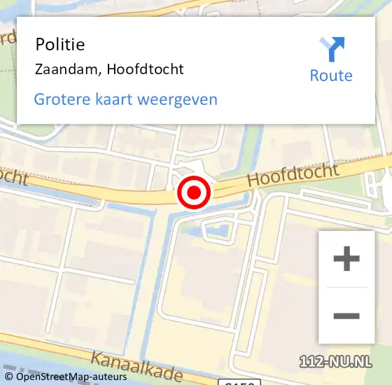 Locatie op kaart van de 112 melding: Politie Zaandam, Hoofdtocht op 23 mei 2017 07:36