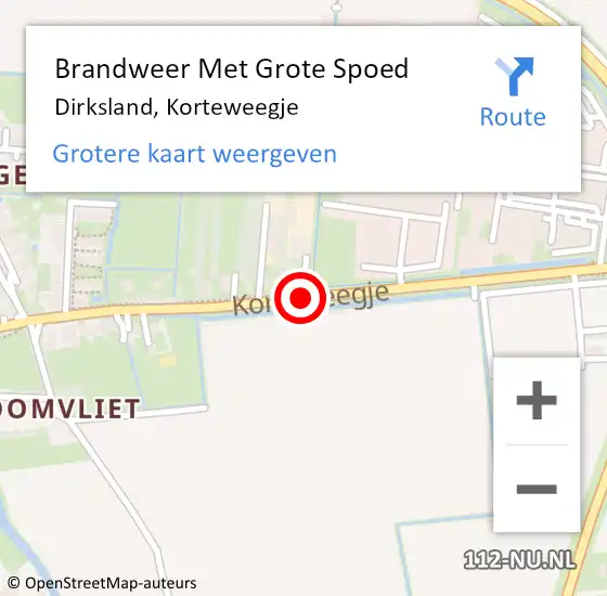 Locatie op kaart van de 112 melding: Brandweer Met Grote Spoed Naar Dirksland, Korteweegje op 23 mei 2017 07:37