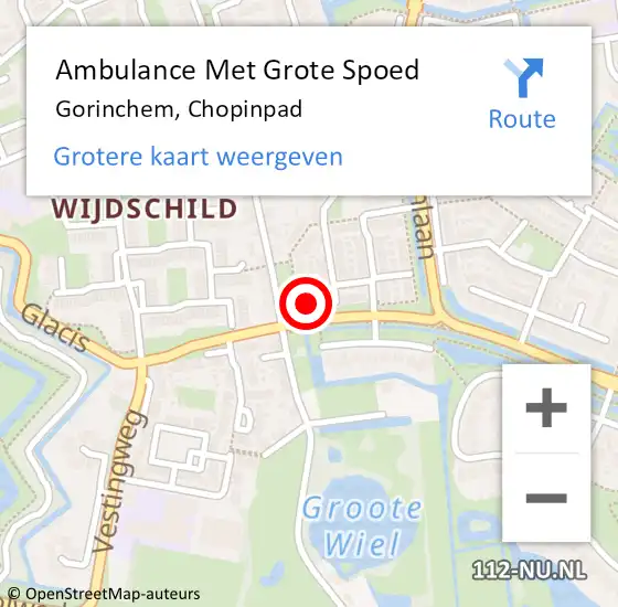 Locatie op kaart van de 112 melding: Ambulance Met Grote Spoed Naar Gorinchem, Chopinpad op 23 mei 2017 07:42