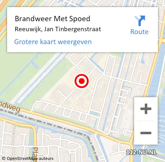 Locatie op kaart van de 112 melding: Brandweer Met Spoed Naar Reeuwijk, Jan Tinbergenstraat op 23 mei 2017 08:00