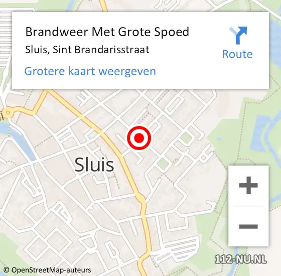 Locatie op kaart van de 112 melding: Brandweer Met Grote Spoed Naar Sluis, Sint Brandarisstraat op 23 mei 2017 08:02