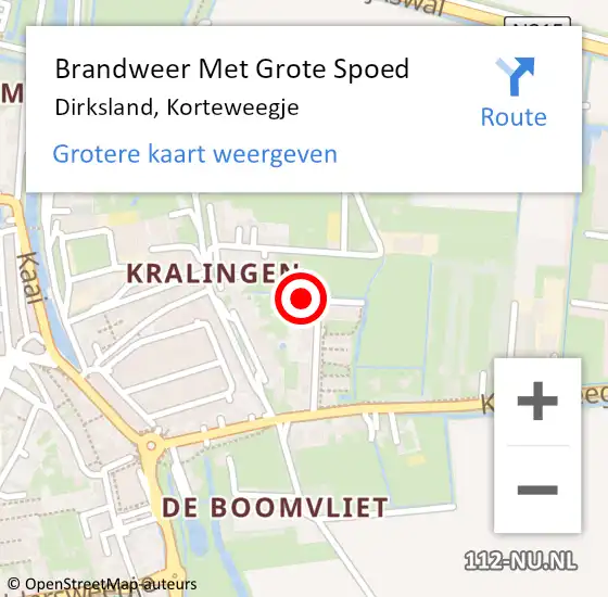 Locatie op kaart van de 112 melding: Brandweer Met Grote Spoed Naar Dirksland, Korteweegje op 23 mei 2017 08:09