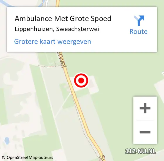 Locatie op kaart van de 112 melding: Ambulance Met Grote Spoed Naar Lippenhuizen, Sweachsterwei op 21 januari 2014 11:33