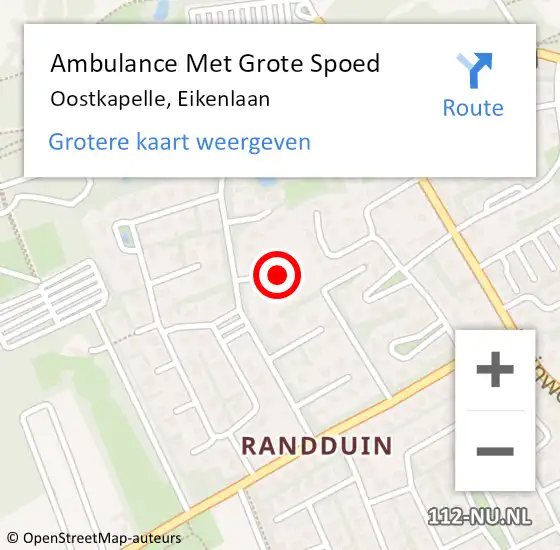 Locatie op kaart van de 112 melding: Ambulance Met Grote Spoed Naar Oostkapelle, Eikenlaan op 23 mei 2017 09:17