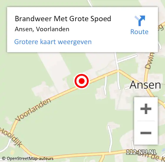 Locatie op kaart van de 112 melding: Brandweer Met Grote Spoed Naar Ansen, Voorlanden op 23 mei 2017 10:19