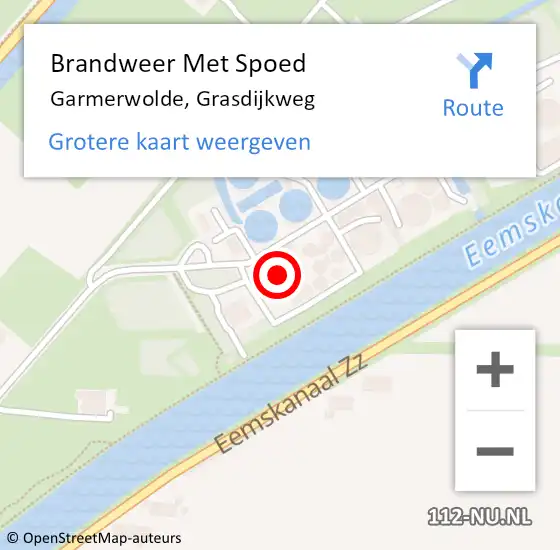 Locatie op kaart van de 112 melding: Brandweer Met Spoed Naar Garmerwolde, Grasdijkweg op 23 mei 2017 11:02