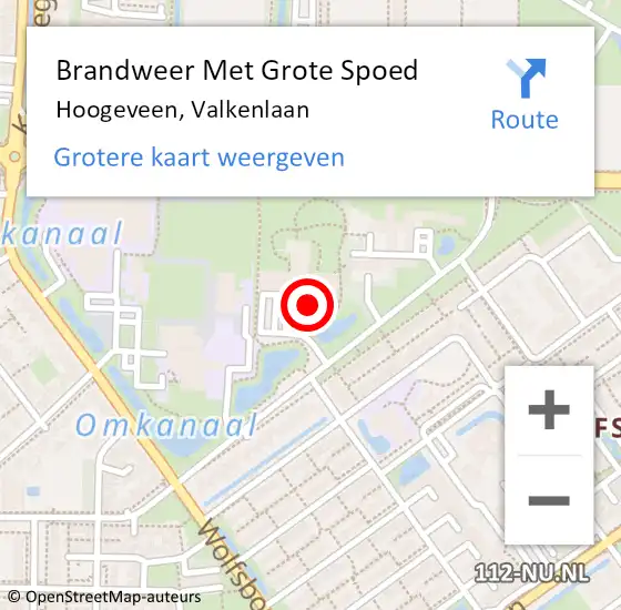 Locatie op kaart van de 112 melding: Brandweer Met Grote Spoed Naar Hoogeveen, Valkenlaan op 23 mei 2017 11:17