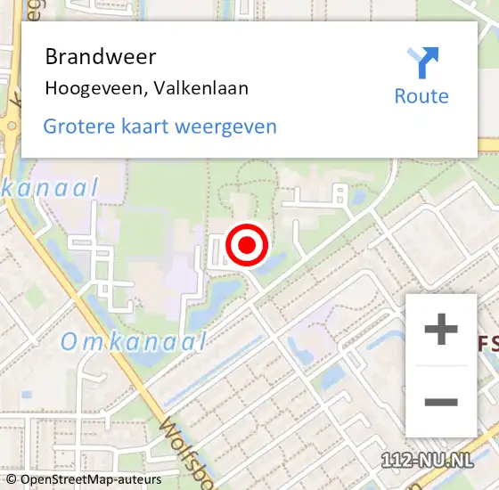 Locatie op kaart van de 112 melding: Brandweer Hoogeveen, Valkenlaan op 23 mei 2017 11:19