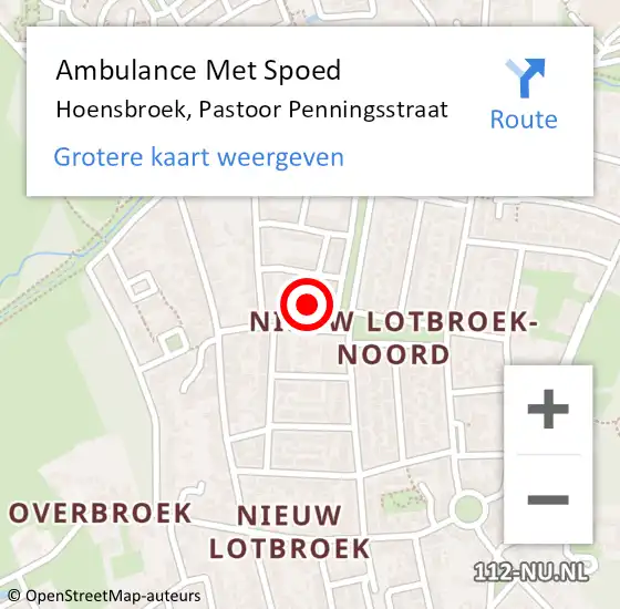 Locatie op kaart van de 112 melding: Ambulance Met Spoed Naar Hoensbroek, Pastoor Penningsstraat op 21 januari 2014 11:55