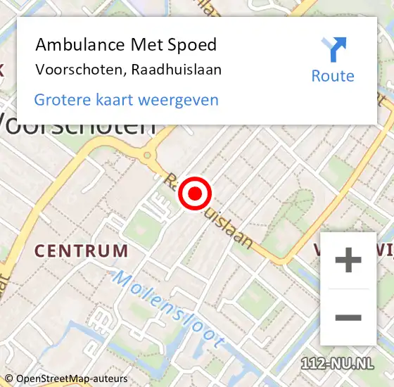 Locatie op kaart van de 112 melding: Ambulance Met Spoed Naar Voorschoten, Raadhuislaan op 23 mei 2017 11:28