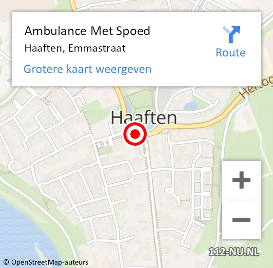 Locatie op kaart van de 112 melding: Ambulance Met Spoed Naar Haaften, Emmastraat op 23 mei 2017 11:49