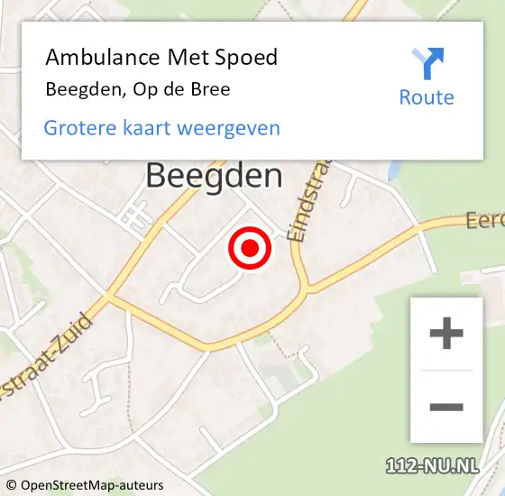 Locatie op kaart van de 112 melding: Ambulance Met Spoed Naar Beegden, Op de Bree op 23 mei 2017 11:49