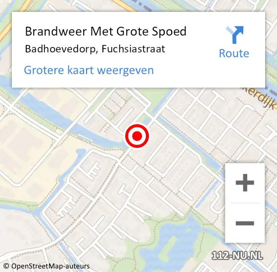 Locatie op kaart van de 112 melding: Brandweer Met Grote Spoed Naar Badhoevedorp, Fuchsiastraat op 23 mei 2017 12:24