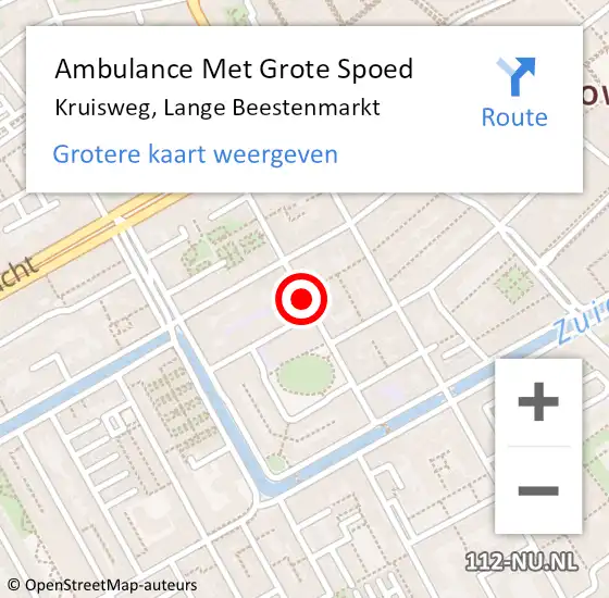 Locatie op kaart van de 112 melding: Ambulance Met Grote Spoed Naar Kruisweg, Lange Beestenmarkt op 23 mei 2017 12:25