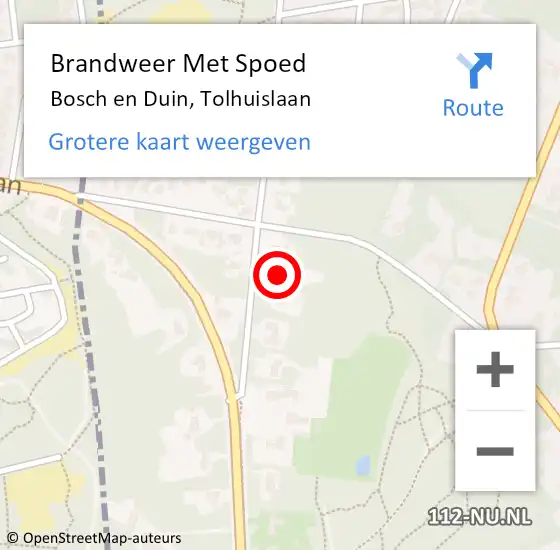 Locatie op kaart van de 112 melding: Brandweer Met Spoed Naar Bosch en Duin, Tolhuislaan op 23 mei 2017 13:02