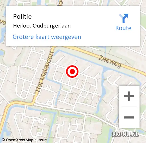 Locatie op kaart van de 112 melding: Politie Heiloo, Oudburgerlaan op 23 mei 2017 13:07