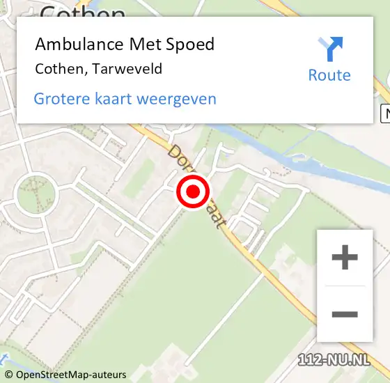 Locatie op kaart van de 112 melding: Ambulance Met Spoed Naar Cothen, Tarweveld op 23 mei 2017 13:31