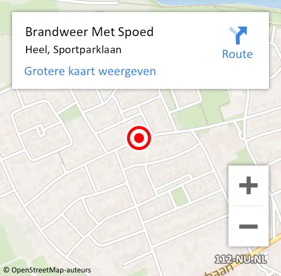 Locatie op kaart van de 112 melding: Brandweer Met Spoed Naar Heel, Sportparklaan op 23 mei 2017 14:55