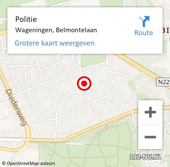 Locatie op kaart van de 112 melding: Politie Wageningen, Belmontelaan op 23 mei 2017 15:25