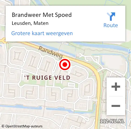 Locatie op kaart van de 112 melding: Brandweer Met Spoed Naar Leusden, Maten op 23 mei 2017 15:29