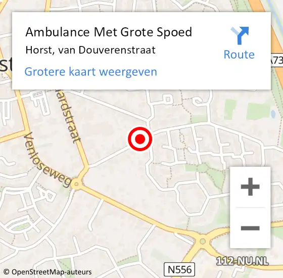 Locatie op kaart van de 112 melding: Ambulance Met Grote Spoed Naar Horst, van Douverenstraat op 23 mei 2017 15:44