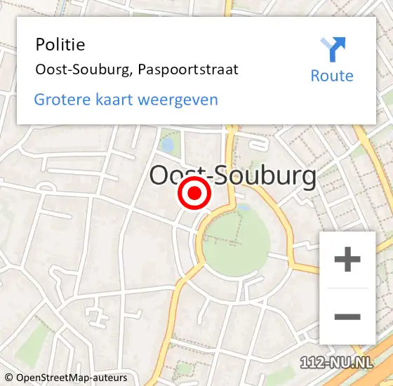 Locatie op kaart van de 112 melding: Politie Oost-Souburg, Paspoortstraat op 23 mei 2017 15:56