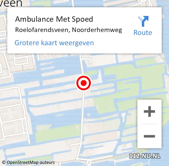 Locatie op kaart van de 112 melding: Ambulance Met Spoed Naar Roelofarendsveen, Noorderhemweg op 23 mei 2017 16:10