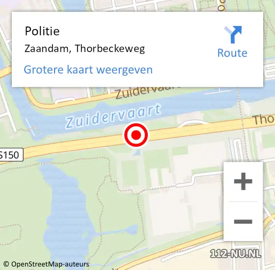 Locatie op kaart van de 112 melding: Politie Zaandam, Thorbeckeweg op 23 mei 2017 16:22