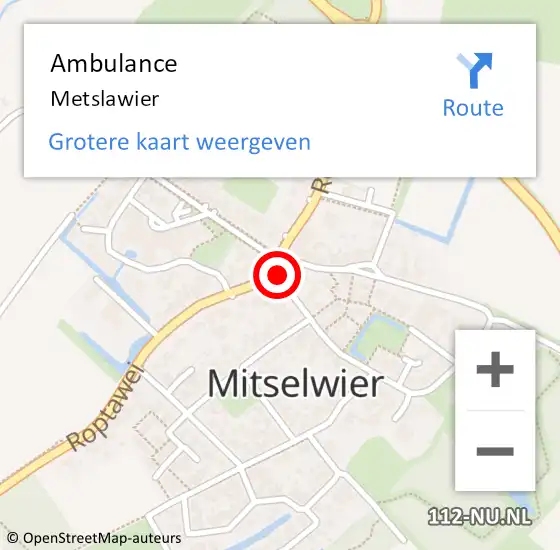 Locatie op kaart van de 112 melding: Ambulance Metslawier op 23 mei 2017 16:45