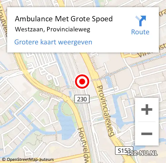 Locatie op kaart van de 112 melding: Ambulance Met Grote Spoed Naar Westzaan, Provincialeweg op 23 mei 2017 19:32