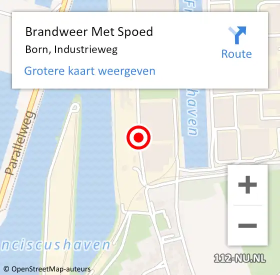 Locatie op kaart van de 112 melding: Brandweer Met Spoed Naar Born, Industrieweg op 23 mei 2017 19:41