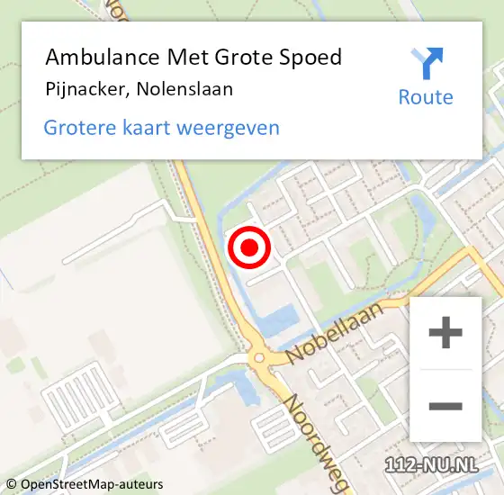 Locatie op kaart van de 112 melding: Ambulance Met Grote Spoed Naar Pijnacker, Nolenslaan op 23 mei 2017 20:01