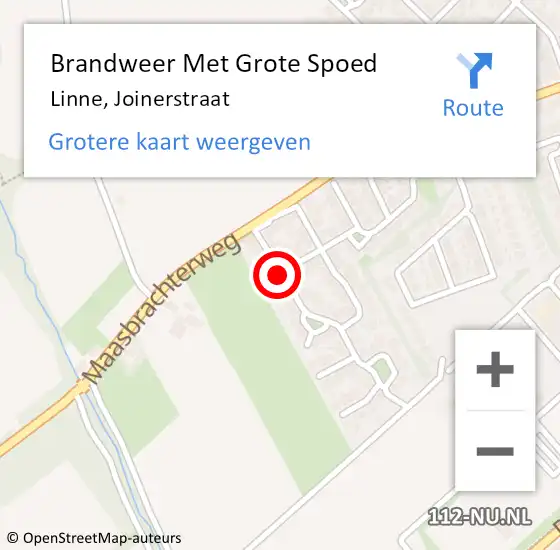 Locatie op kaart van de 112 melding: Brandweer Met Grote Spoed Naar Linne, Joinerstraat op 23 mei 2017 20:26