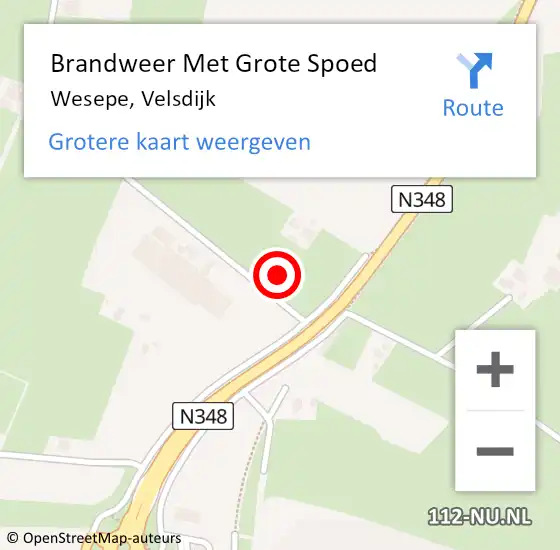 Locatie op kaart van de 112 melding: Brandweer Met Grote Spoed Naar Wesepe, Velsdijk op 23 mei 2017 21:11