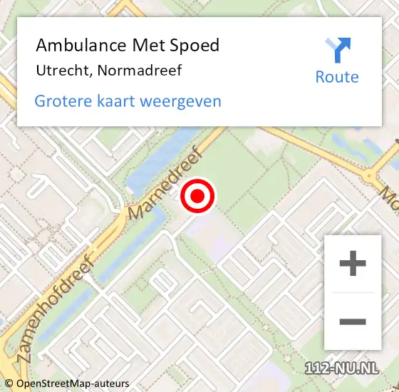 Locatie op kaart van de 112 melding: Ambulance Met Spoed Naar Utrecht, Normadreef op 23 mei 2017 21:47