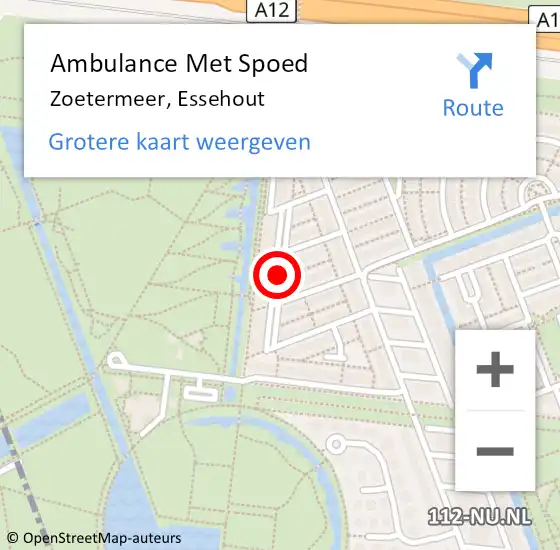 Locatie op kaart van de 112 melding: Ambulance Met Spoed Naar Zoetermeer, Essehout op 23 mei 2017 21:52