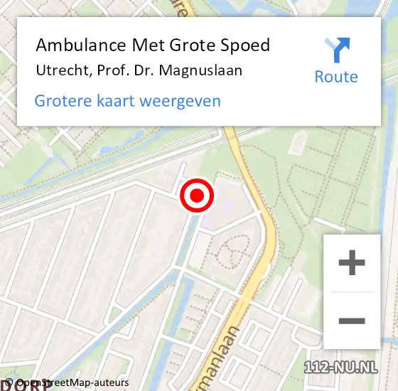 Locatie op kaart van de 112 melding: Ambulance Met Grote Spoed Naar Utrecht, Prof. Dr. Magnuslaan op 23 mei 2017 22:03