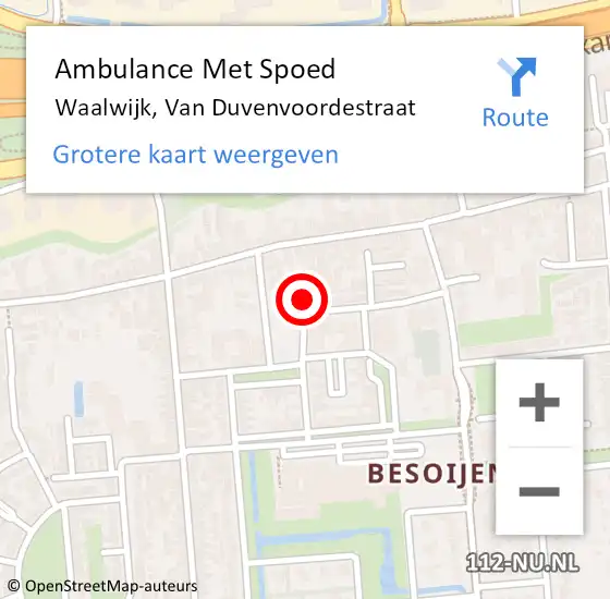 Locatie op kaart van de 112 melding: Ambulance Met Spoed Naar Waalwijk, Van Duvenvoordestraat op 23 mei 2017 22:38