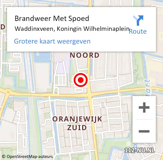 Locatie op kaart van de 112 melding: Brandweer Met Spoed Naar Waddinxveen, Koningin Wilhelminaplein op 23 mei 2017 23:22