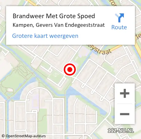 Locatie op kaart van de 112 melding: Brandweer Met Grote Spoed Naar Kampen, Gevers Van Endegeeststraat op 21 januari 2014 12:58