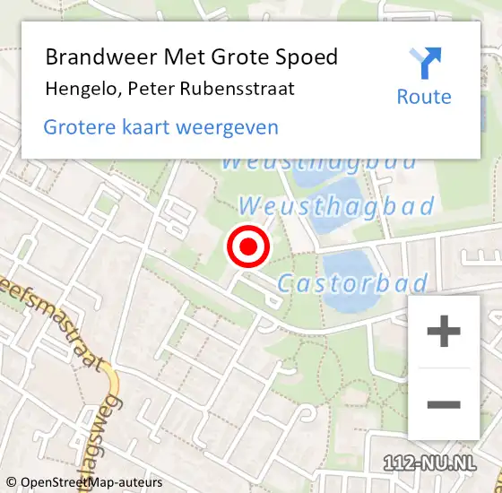 Locatie op kaart van de 112 melding: Brandweer Met Grote Spoed Naar Hengelo, Peter Rubensstraat op 23 mei 2017 23:55