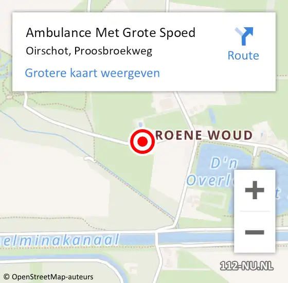 Locatie op kaart van de 112 melding: Ambulance Met Grote Spoed Naar Oirschot, Proosbroekweg op 24 mei 2017 00:48