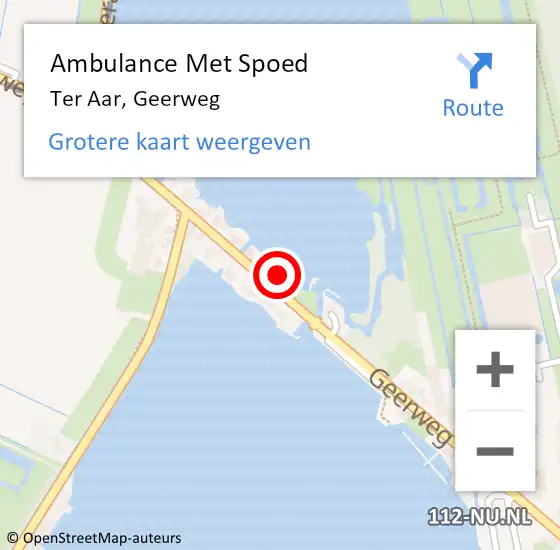 Locatie op kaart van de 112 melding: Ambulance Met Spoed Naar Ter Aar, Geerweg op 24 mei 2017 01:06