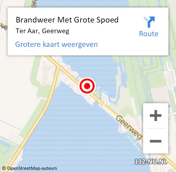 Locatie op kaart van de 112 melding: Brandweer Met Grote Spoed Naar Ter Aar, Geerweg op 24 mei 2017 01:08