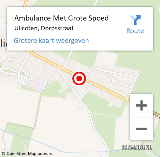 Locatie op kaart van de 112 melding: Ambulance Met Grote Spoed Naar Ulicoten, Dorpsstraat op 24 mei 2017 03:18