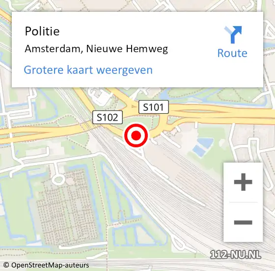 Locatie op kaart van de 112 melding: Politie Amsterdam, Nieuwe Hemweg op 24 mei 2017 05:00