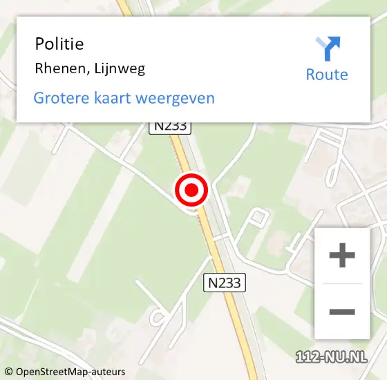 Locatie op kaart van de 112 melding: Politie Rhenen, Lijnweg op 24 mei 2017 06:57