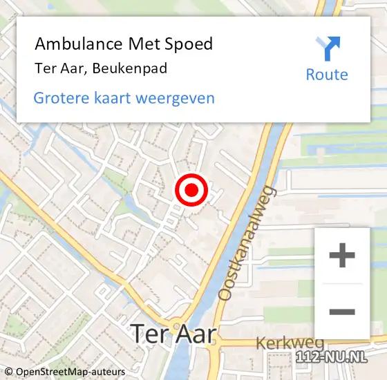 Locatie op kaart van de 112 melding: Ambulance Met Spoed Naar Ter Aar, Beukenpad op 24 mei 2017 07:27