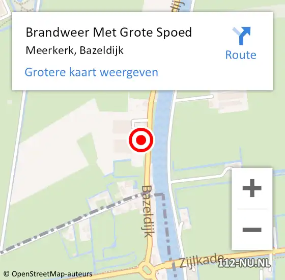 Locatie op kaart van de 112 melding: Brandweer Met Grote Spoed Naar Meerkerk, Bazeldijk op 24 mei 2017 09:04